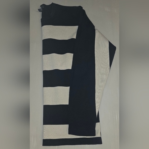 Faconnable Men's Crewneck Sweater - Navy and Cream Stripes B3 - Picture 4 of 5